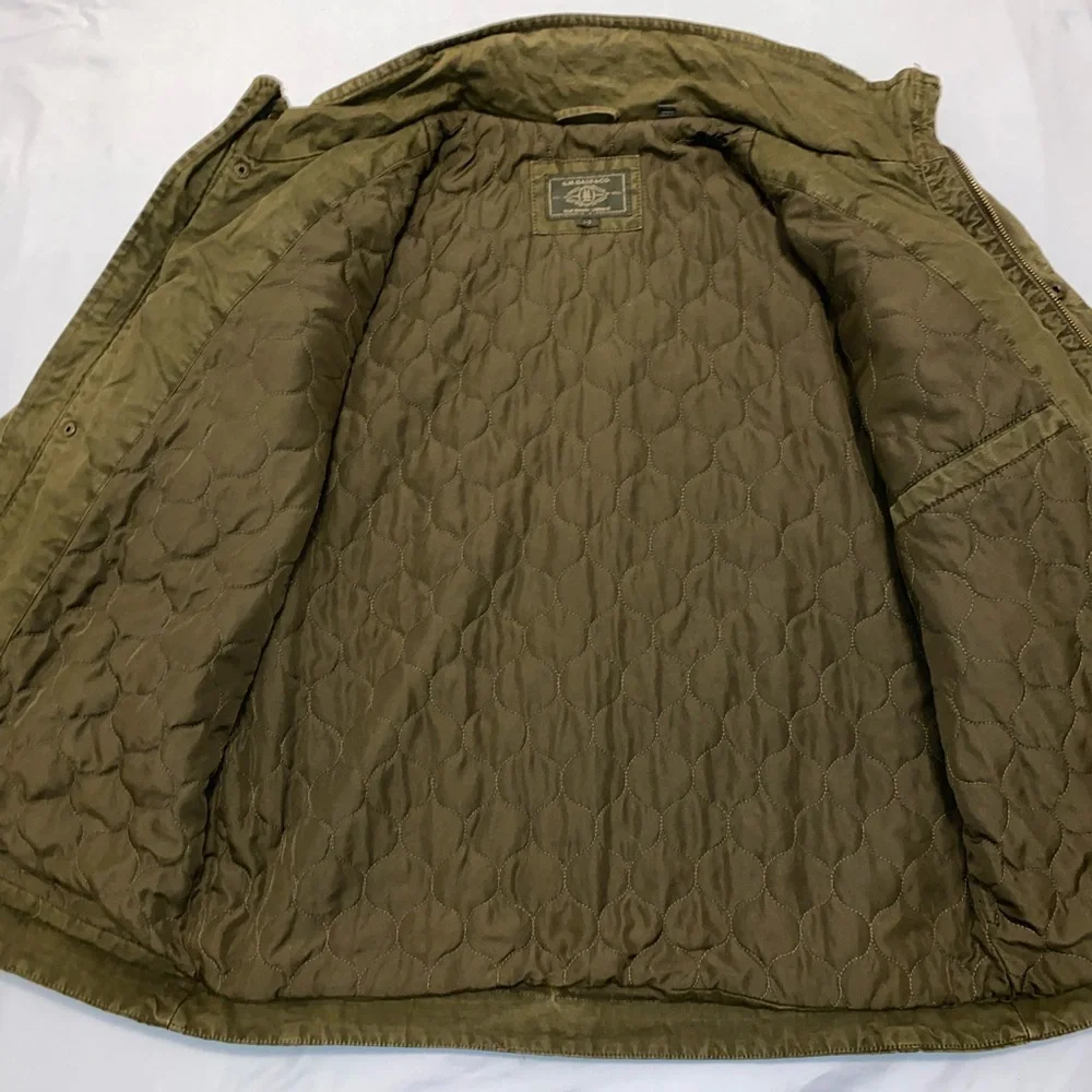 G.H. Bass & Co. Men’s Military Field Jacket Green Olive Large Full Zip Pockets - Picture 12 of 16
